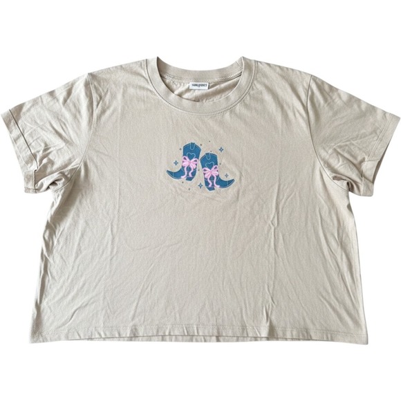 Good Vibes Only Tops - Western Coquette Cowboy Graphic Baby Tee Womens Cropped Y2K Rodeo Stagecoach Top